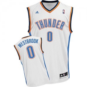 Maillot NBA Blanc Russell Westbrook #0 Oklahoma City Thunder Home Swingman Femme Adidas