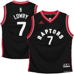 Toronto Raptors #7 Adidas Noir Swingman Maillot d'équipe de NBA Braderie - Kyle Lowry pour Homme