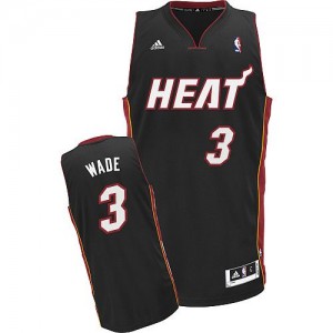 Maillot NBA Noir Dwyane Wade #3 Miami Heat Road Swingman Homme Adidas