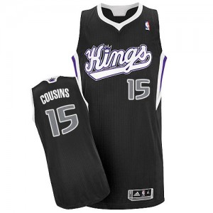 Sacramento Kings #15 Adidas Alternate Noir Authentic Maillot d'équipe de NBA pas cher - DeMarcus Cousins pour Homme
