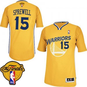 Maillot NBA Authentic Latrell Sprewell #15 Golden State Warriors Alternate 2015 The Finals Patch Or - Homme