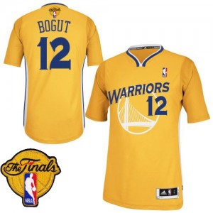 Maillot NBA Or Andrew Bogut #12 Golden State Warriors Alternate 2015 The Finals Patch Authentic Homme Adidas