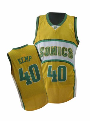 Oklahoma City Thunder #40 Adidas Throwback SuperSonics Jaune Authentic Maillot d'équipe de NBA vente en ligne - Shawn Kemp pour Homme