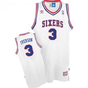 Maillot NBA Blanc Allen Iverson #3 Philadelphia 76ers Throwack Swingman Homme Adidas