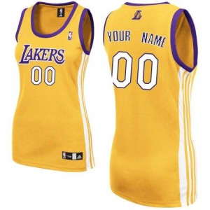 Maillot NBA Authentic Personnalisé Los Angeles Lakers Home Or - Femme