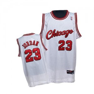 Maillot Authentic Chicago Bulls NBA Throwback Crabbed Typeface Blanc - #23 Michael Jordan - Homme