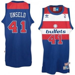 Maillot NBA Washington Wizards #41 Wes Unseld Bleu Adidas Authentic Bullets Throwback - Homme