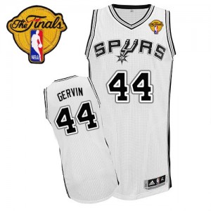 San Antonio Spurs #44 Adidas Home Finals Patch Blanc Authentic Maillot d'équipe de NBA Le meilleur cadeau - George Gervin pour Homme