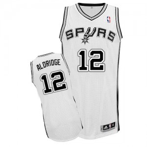San Antonio Spurs #12 Adidas Home Blanc Authentic Maillot d'équipe de NBA Vente - LaMarcus Aldridge pour Enfants