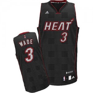 Miami Heat Dwyane Wade #3 Rhythm Fashion Swingman Maillot d'équipe de NBA - Noir pour Homme