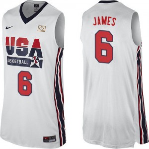 Maillots de basket Swingman Team USA NBA 2012 Olympic Retro Blanc - #6 LeBron James - Homme