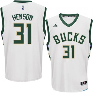 Maillot NBA Blanc John Henson #31 Milwaukee Bucks Home Swingman Homme Adidas