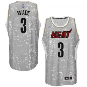 Miami Heat #3 Adidas City Light Gris Authentic Maillot d'équipe de NBA Le meilleur cadeau - Dwyane Wade pour Homme