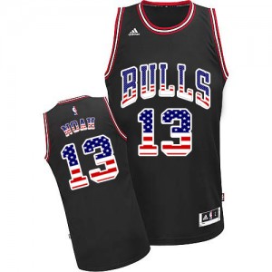 Chicago Bulls Joakim Noah #13 USA Flag Fashion Swingman Maillot d'équipe de NBA - Noir pour Homme
