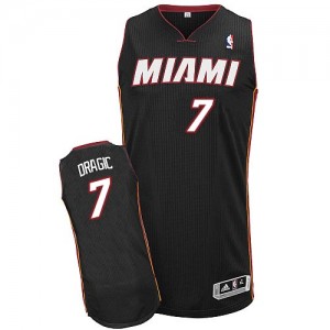 Maillot NBA Miami Heat #7 Goran Dragic Noir Adidas Authentic Road - Homme