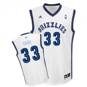 Maillot NBA Blanc Marc Gasol #33 Memphis Grizzlies Home Swingman Homme Adidas