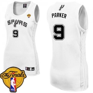 Maillot NBA Blanc Tony Parker #9 San Antonio Spurs Home Finals Patch Authentic Femme Adidas