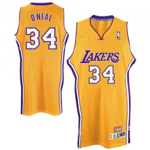 Maillot Adidas Or Throwback Authentic Los Angeles Lakers - Shaquille O'Neal #34 - Homme