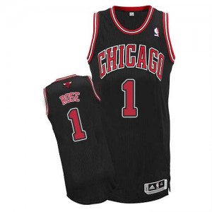Maillot Authentic Chicago Bulls NBA Alternate Noir - #1 Derrick Rose - Homme