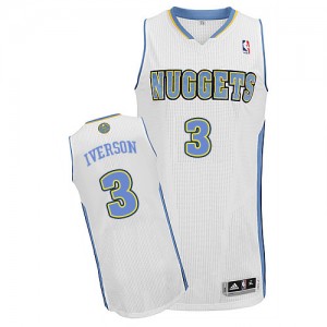 Maillot NBA Denver Nuggets #3 Allen Iverson Blanc Adidas Authentic Home - Homme