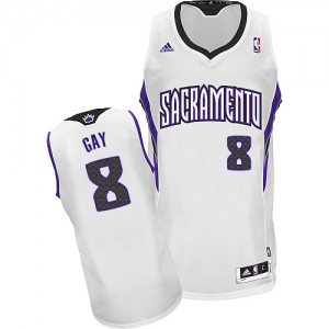 Sacramento Kings #8 Adidas Home Blanc Swingman Maillot d'équipe de NBA pas cher - Rudy Gay pour Homme