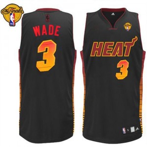 Maillot NBA Noir Dwyane Wade #3 Miami Heat Vibe Finals Patch Authentic Homme Adidas