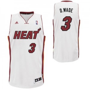 Maillot NBA Miami Heat #3 Dwyane Wade Blanc Adidas Authentic Nickname D.WADE - Homme