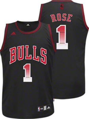 Maillot NBA Chicago Bulls #1 Derrick Rose Noir Adidas Swingman Vibe - Homme