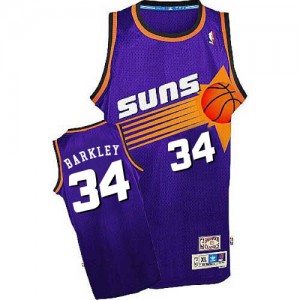 Maillot NBA Violet Charles Barkley #34 Phoenix Suns Throwback Swingman Homme Mitchell and Ness