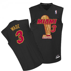 Maillot NBA Noir Dwyane Wade #3 Miami Heat Finals Champions Authentic Homme Adidas