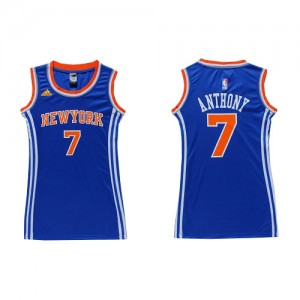 New York Knicks Carmelo Anthony #7 Dress Swingman Maillot d'équipe de NBA - Bleu royal pour Femme