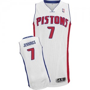 Maillot NBA Detroit Pistons #7 Brandon Jennings Blanc Adidas Authentic Home - Homme