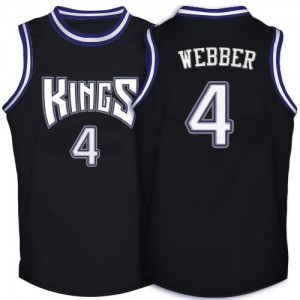 Sacramento Kings #4 Adidas Throwback Noir Authentic Maillot d'équipe de NBA Peu co?teux - Chris Webber pour Homme