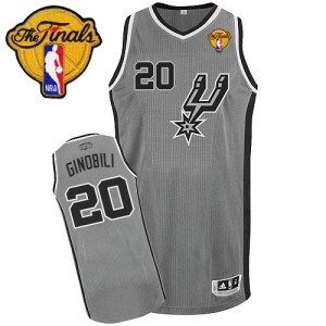 San Antonio Spurs #20 Adidas Alternate Finals Patch Gris argenté Authentic Maillot d'équipe de NBA vente en ligne - Manu Ginobili pour Homme