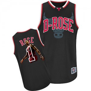 Chicago Bulls #1 Adidas Notorious Noir Authentic Maillot d'équipe de NBA Vente pas cher - Derrick Rose pour Homme