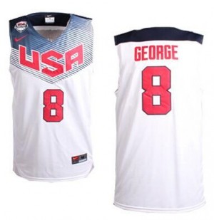 Maillot NBA Blanc Paul George #8 Team USA 2014 Dream Team Authentic Homme Nike