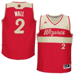 Maillot NBA Washington Wizards #2 John Wall Rouge Adidas Authentic 2015-16 Christmas Day - Homme