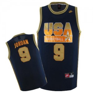 Maillot Nike No. d'or bleu marine Authentic Team USA - Michael Jordan #9 - Homme