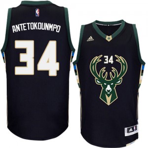 Milwaukee Bucks #34 Adidas Alternate Noir Authentic Maillot d'équipe de NBA Soldes discount - Giannis Antetokounmpo pour Homme