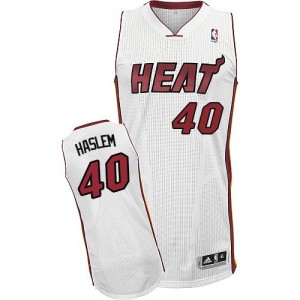 Maillot NBA Blanc Udonis Haslem #40 Miami Heat Home Authentic Homme Adidas