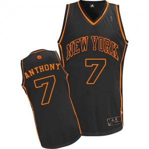Maillot NBA Noir / Orange Carmelo Anthony #7 New York Knicks Fashion Swingman Homme Adidas