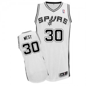 Maillot NBA Blanc David West #30 San Antonio Spurs Home Authentic Homme Adidas