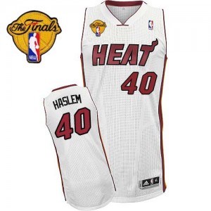 Miami Heat #40 Adidas Home Finals Patch Blanc Authentic Maillot d'équipe de NBA Le meilleur cadeau - Udonis Haslem pour Homme