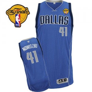 Maillot Authentic Dallas Mavericks NBA Road Finals Patch Bleu royal - #41 Dirk Nowitzki - Homme