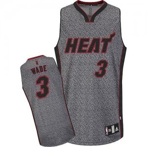 Maillot NBA Authentic Dwyane Wade #3 Miami Heat Static Fashion Gris - Homme