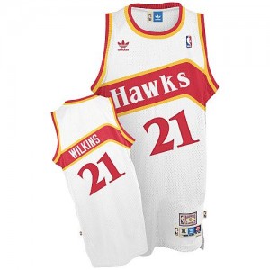 Maillot NBA Blanc Dominique Wilkins #21 Atlanta Hawks Throwback Swingman Homme Adidas