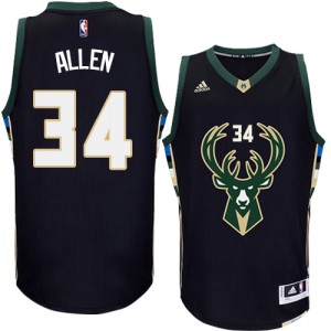 Milwaukee Bucks #34 Adidas Alternate Noir Authentic Maillot d'équipe de NBA à vendre - Ray Allen pour Homme