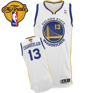 Maillot NBA Golden State Warriors #13 Wilt Chamberlain Blanc Adidas Authentic Home 2015 The Finals Patch - Homme
