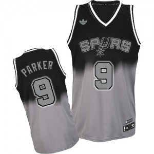 Maillot NBA Gris noir Tony Parker #9 San Antonio Spurs Fadeaway Fashion Swingman Homme Adidas