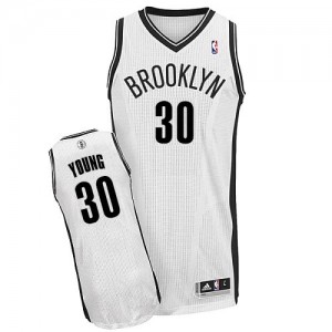 Brooklyn Nets Thaddeus Young #30 Home Authentic Maillot d'équipe de NBA - Blanc pour Femme